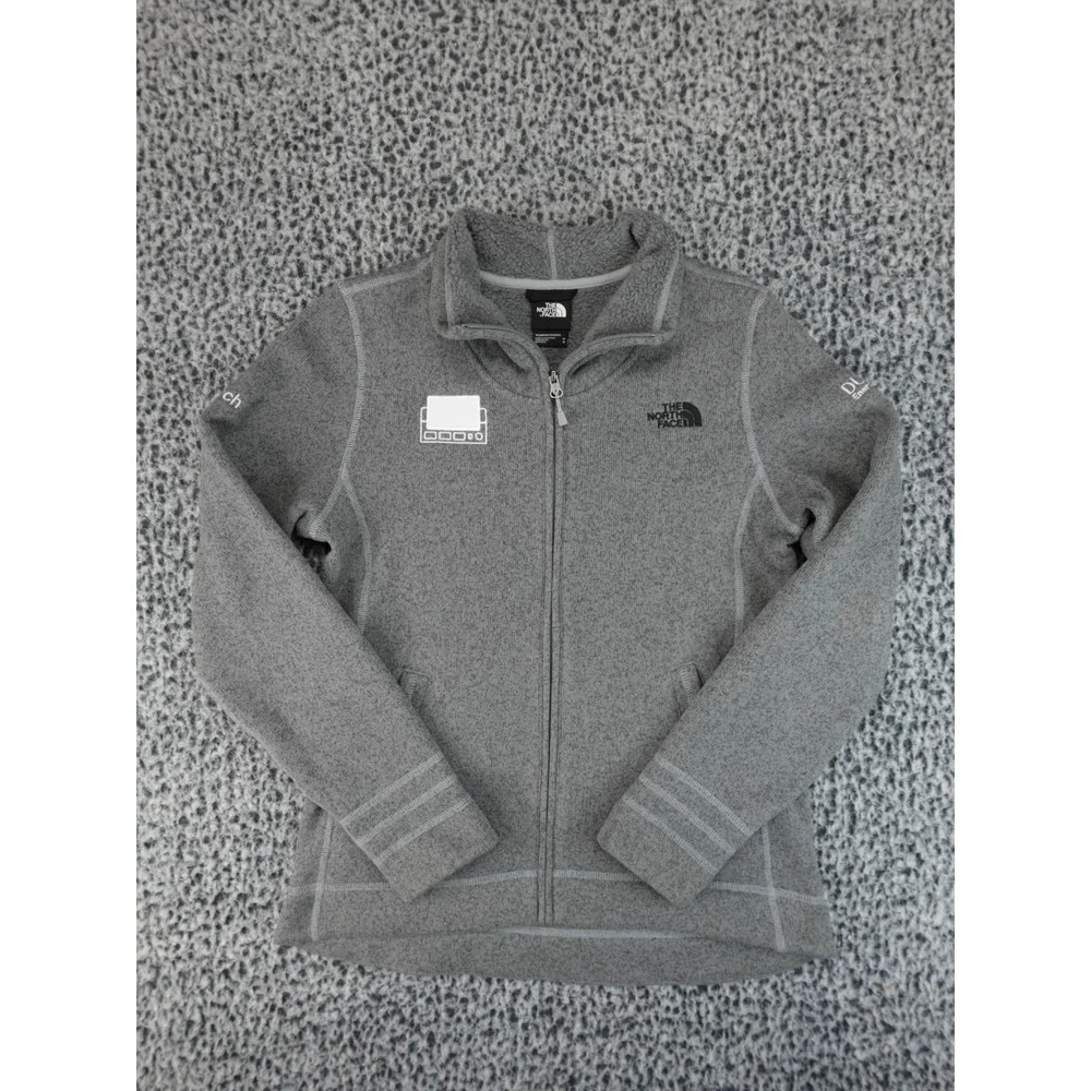 The North Face Agave Full Zip Fleece Jacket Womens Medium Gray Corporate Logo